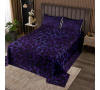 richhome Kids Purple Cheetah Print Bedspread King Size, Leopard Quilted Coverlet Safari Animal Fur Coverlet Set Boys Girls Teens Bedroom Decor With 2 Pillow Case