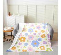 richhome Kids Retro Flowers Fleece Throw Blanket 40x50Inch Floral Botanical Blossom Flannel Blanket Plush Fuzzy Bedroom Decor Spring Natural for Bed Couch Chair Living Room Microfiber