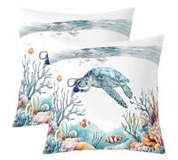 richhome Kids Sea Turtle Throw Pillow Covers 45x45cm Soft Ocean Cushion Case For Boys Girls Teens Room Decor Reptile Tortoise Sea Animal Underwater World Marine Decor Pillowcases