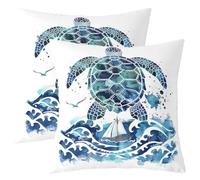 richhome Kids Sea Turtle Throw Pillow Covers 55x55cm Soft Ocean Animal Cushion Case for Boys Girls Teens Room Decor Reptile Tortoise Sea Underwater World Decor Pillowcases Women Men