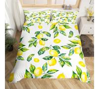 richhome Lemon Bedding Set for Girls Boys Kids Botanical Lemon Pattern Comforter Cover Set Room Decorative Tropical Fruit Duvet Cover Yellow Green Bedspread Cover Room Decor Quilt Cover Single Size