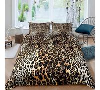 richhome Leopard Duvet Cover Set Safari Cheetah Printed Bedding Set Double Size Kids Girls Super Sweet Wild Animals Theme Comforter Cover Set Wildlife Style