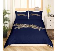 richhome Leopard Print Duvet Cover Single Size,Africa Wild Cheetah Skin Comforter Cover with 1 Pillowcase for Boys Girls,Simple Style Animal Navy Blue Soft Breathable Bed Cover Room Decor
