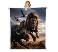 richhome Lions Throw Blanket Wildlife Soft Fleece Sherpa Cozy Fuzzy Plush Warm Animals Fuzzy Plush Throw Baby 30x40Inch for Bed Couch Living Room