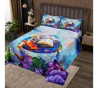 richhome Manatee Bedspread, Marine life Sealife Coverlet Set Double Size,Kids Boys Girls Sea Creatures Bedroom Home Decor,Summer Ocean Marine Underwater Animal Pattern Quilted