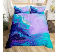 richhome Marble Printed Comforter Cover For Girls Teens Abstract Art Women Men Decorative Modern Bright Bedding Set Purple Teal King
