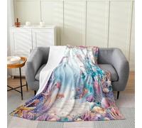 richhome Mermaid Flannel Fleece Blanket Single 50x60Inch Kids Ocean Life Sea Animal Plush Throw Blanket for Boys Girls Teens Cattle,All Season for Bed Sofa Couch Breathable Princess Decor