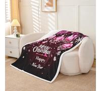 richhome Merry Christmas Sherpa Throw Blanket for Couch Snowflake Super Soft Cozy Fleece Christmas Tree Blanket for Winter, Plush Throw New Year Glitter Double 60x79Inch All Season