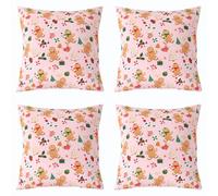 richhome Merry Xmas Throw Pillow Covers Set of 4 45x45cm Kids Christmas Tree Cushion Case for Sofa Couch Bed Chair Car, Gingerbread Man Decor Pillowcase Room Decor Pink