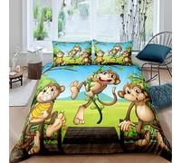 richhome Monkey Duvet Cover Set three cartoons monkey Prince Bedding Set Double Size Kids Boys Girls Safari banana rattan Comforter Cover Set cute animal