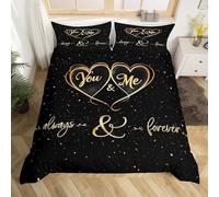 richhome Mr. Mrs. Bedding Set King Size You and Comforter Cover Set for couple lover men women funny quotes Duvet Cover Set gold and black romantic wedding breathing