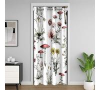 richhome Mushroom Door Curtain for Doorway Privacy 132x203cm Floral Blossom Botanic Closet Cover for Kids Boys Natural Wild Fungus Grass Mushrooms Room Divider Curtain Cover 30%-50% Blackout Shades