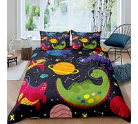 richhome Navy Blue Duvet Cover Girl Double Dinosaur Space Bedding Set Chic Hip Pop Dinosaur Comforter Cover For Kids Children Soft Luxury Princess Style Bedspread Cover 3pcs Bedding Set