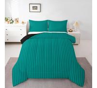richhome Ocean Blue Stripes Duvet Set Double Size Geometric Bedding Set for Kids Boys Girls Luxury Duvet Quilt Modern Striped Art Bedroom Decor Abstract Microfiber 3 Pcs with 2 Pillow Cases