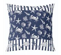 richhome Ocean Theme Cushion Case,Marine life Sealife Throw Pillow Covers 60x60cm 1Pcs,for Sofa Couch Bed Chair Car Navy Blue White Geometric Stripes Bedroom Home Decor,Summer Coastal Beach Pattern