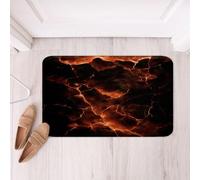 richhome Orange Blakc Bathroom Rugs Lightning Bath Mats Geometric Bathroom Accessories Modern Abstract Art Floor Doormats 40x60cm Luxury Soft Microfiber