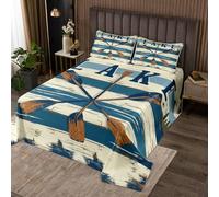 richhome Paddle Bedspread Double Size Welcome to The Lake Coverlet Set for Kids Boys Girls Decor Lake House Cabin Outdoors Activity Vintage Blue Quilted Coverlet Room Decor