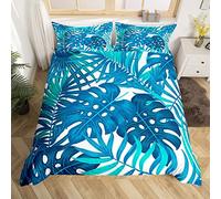 richhome Palm Leaves Kids Duvet Cover Set King Size,Tropical Plants Botanical Summer Bedding Set,Teens Adults Room Decor,Hawaii Holiday Romantic Comforter Cover,Green Bright Quilt Cover,2 Pillowcases