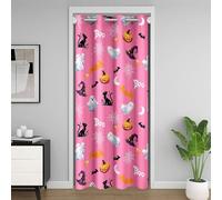 richhome Pink Halloween Door Curtain for Doorway Window 150x203cm Ghost Pumpkin Thermal Insulated Temporary Room Dividers All Saints' Day Closet Cover Bat Black Cat Cobweb Bedroom Living Room