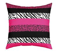 richhome Pink Leopard Print Pillow Cover 18x18 Inch Black Zebra Cheetah Skin Print Pillow Case for Women Adults Wild Animal Geometric Stripes Western Style Cushion Cover for Bed Chairs Office