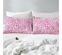 richhome Pink Rose Leopard Fitted Sheet Double Size Cheetah Bed Sheets Set 16" Deep Pocket Soft Breathable Microfiber Animal Print Bedding with 2 Pillowcases Leopard Fur Print Room Decor Safari