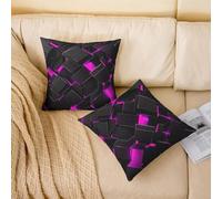 richhome Purple Black Geometric Throw Pillow Covers Set of 1 50x50cm Kids Stereoscopic Square Reversible Cushion Case Boys Girls Neon Geometry Pillowcases for Sofa Couch Bed Modern Art