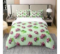 richhome Purple Grape Duvet Cover 100% Cotton Super King Size Fresh Fruit Prints Comforter Cover for Boys Girls 3D Purple Grape Bedding Set 3Pcs Cartoon Green Tropical Succulent Fruit Soft