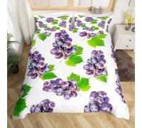 richhome Purple Grape Duvet Cover King Size Fresh Fruit Prints Bedding Set for 3D Purple Grape Comforter Cover Gifts for Bedroom Decor 3Pcs Tropical Succulent Fruit