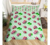 richhome Purple Grape Duvet Cover Super King Size Fresh Fruit Prints Comforter Cover for Boys Girls 3D Purple Grape Bedding Set 3Pcs Cartoon Green Room Decor Tropical Succulent Fruit