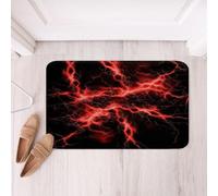 richhome Red and Black Bathroom Rugs Microfiber 50x80cm Lightning Bath Mats Non-Slip Geometric Bathroom Accessories Modern Abstract Art Floor Doormats Luxury Soft Door Mat