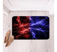 richhome Red and Corl Black Bathroom Rugs Lightning Bath Mats Geometric Bathroom Accessories Modern Abstract Art Floor Doormats 40x60cm Luxury Soft Microfiber