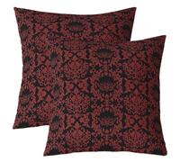 richhome Red Black Damask Throw Pillow Covers 40x40cm Set of 4 Soft for Kids Boys Girls Gothic Death Moth Decor Pillowcases Vintage Floral Jacquard Bohemia Boho Exotic Texture Cushion Case Room Decor