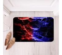 richhome Red Blue Bathroom Rugs Microfiber 50x80cm Lightning Bath Mats Non-Slip Geometric Bathroom Accessories Modern Abstract Art Floor Doormats Luxury Soft Door Mat