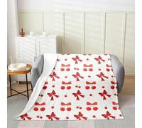 richhome Red Bow Fleece Throw Blanket Red Cherry Flannel Blanket Plush Fuzzy Baby 30x40Inch For Kids Girl Cute Coquette Bow Knot for Bed Couch Chair Living Room Butterfly Knot Princess