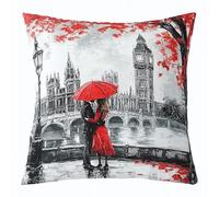 richhome Red Couple Lover Throw Pillow Covers 45x45cm Soft Big Ben Pillow Cases Cushion Covers Room Decor Mr Mrs Paris Modern Cityscape Throw Pillowcases London Street Scene Cushion Cases