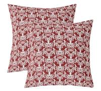 richhome Red Damask Cushion Case Death Moth Gothic Throw Pillow Covers 45x45cm Set of 4 Soft for Kids Boys Girls Teens Room Decor Vintage Floral Jacquard Bohemia Boho Exotic Texture Decor Pillowcases
