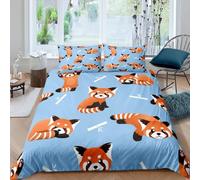 richhome Red Panda Bedding Set Double Size Cute Animal Pattern Comforter Cover Set Kids Boys Girls Cartoon Panda Printed Duvet Cover Set Wildlife Style