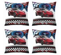 richhome Red Racing Car Throw Pillow Covers Extreme Sport Games Pillow Covers for Home Sofa Bed Couch for Kids Boys Girls Sports Car Cushion Covers Cool Modern Pillowcases, 55x55cm Set of 1