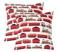 richhome Red Retro Train Throw Pillow Covers 55x55cm 1Pcs Kids Vintage Steam Engine Railway Transportation Cushion Case for Boys Girls Vehicle Locomotive Train Decor Pillowcase Home Decor