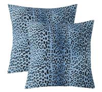 richhome Retro Blue Leopard Print Throw Pillow Covers,Jungle Wild Animals African Cheetah Skin Cushion Covers 18"x18" for Camper Office,Rustic Safari Animals Decor Pillowcases Set of 2