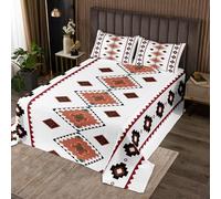 richhome Retro Southwest Native Bedspread Southwestern Geometric Bedspread for Kids Boys Girls Tribal Coverlet Set Vintage Exotic Quilted with 1 Pillowcase 2Pcs Bedding Single