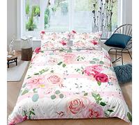 richhome Rose Flower Floret Bedding Set Girls Adult Single Light Colored Comforter Cover for Boys Girls Bloom Floral Warm Duvet Cover