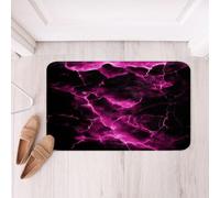 richhome Rose Red and Black Bathroom Rugs Lightning Bath Mats Microfiber Geometric Bathroom Accessories Modern Abstract Art Floor Doormats Non-Slip 40x60cm Luxury Soft