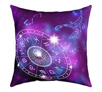 richhome Scorpio Pillow Cover 16x16 Inch Ombre Color Starry Galaxy Scorpion Pattern Cushion Cover for Bed Chairs RV Glitter Stars Twelve Constellation Symbols Cushion Case for Kids Teens Adults