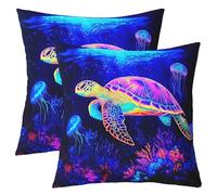 richhome Sea Turtle Cushion Case Boys Girls Ocean Underwater Throw Pillow Covers 50x50cm Soft For Kids Women Men Reptile Tortoise Sea Animal Jellyfish Coral Decor Pillowcases Room Decor