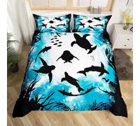 richhome Shark Duvet Cover Single Size Boys Girls Oeacen Bedding Set Breathable Soft Sealife Comforter Cover 2Pcs Bedroom Decor