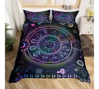 richhome Single Duvet Cover for Kids Teens,Sun and Moon Bedding & Linen Boho Exotic Style Constellation Zodiac Bedding Set Tribal Galaxy Astrology Bedding Decor Ultra Soft