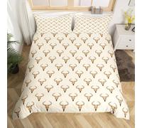 richhome Single Size Khaki Bull Skull Duvet Cover Boys Girls Longhorn Skull Bedding Set Ultra Soft Western Aztec Cow Tribal Farmhouse Exotic Vintage Comforter Cover Room Decor Soft 2Pcs
