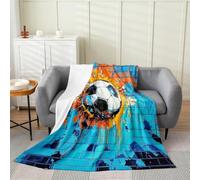 richhome Soccer Lover Gift Fleece Throw Blanket Graffiti Soccer Flannel Blanket Plush Fuzzy Hippie Graffiti Style for Bed Couch Chair Living Room Street Culture Queen 90x90Inch Bedroom Decor