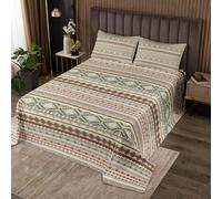 richhome Southwest Native American Design Bedspread for Kids Boys Girls Southwestern Geometric Coverlet Set King Size Striped Boho Quilted Coverlet Tribal Bedroom Decor Breathable Soft 3Pcs